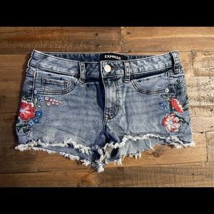 Express Floral denim shorts